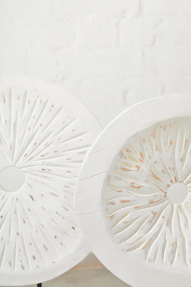 Rustic White Circular Sculpture - Small