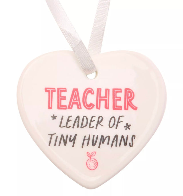 'Teacher Leader of Tiny Humans' Ceramic Heart