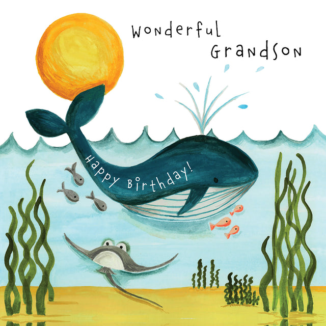 Wonderful Grandson Birthday Card - Whale