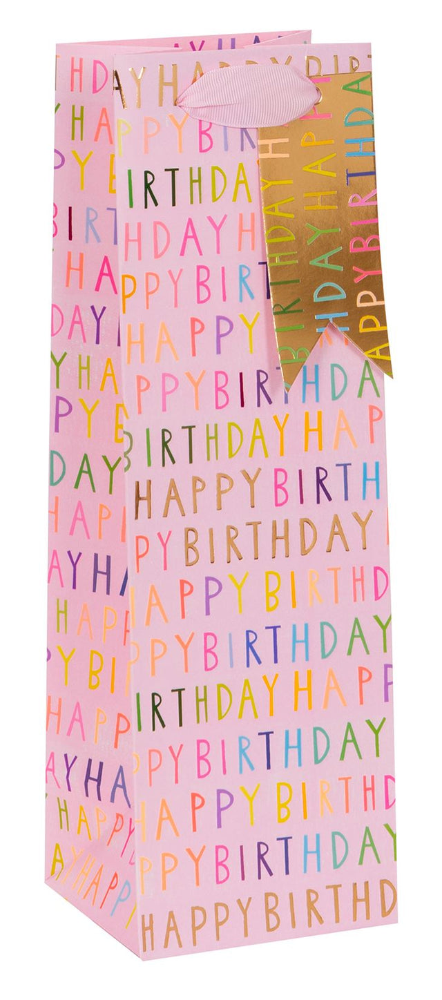 Pink Happy Birthday Bottle Bag