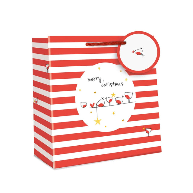 Robin & Stripes Christmas Bag - Medium