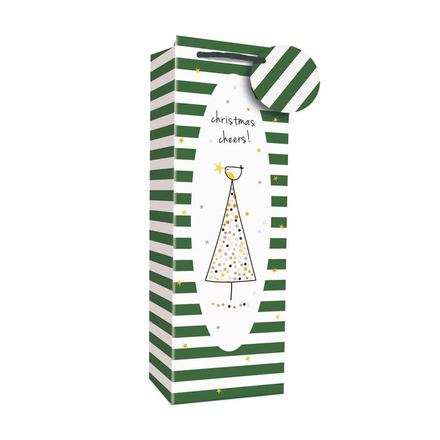 Green Stripes Christmas Bottle Bag