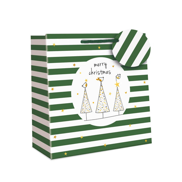 Green Stripes Christmas Bag - Medium