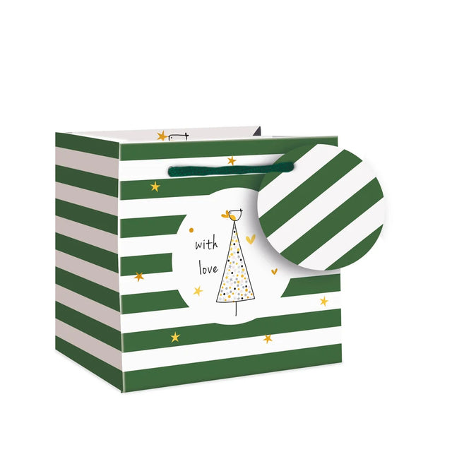 Green Stripes Christmas Mug Bag
