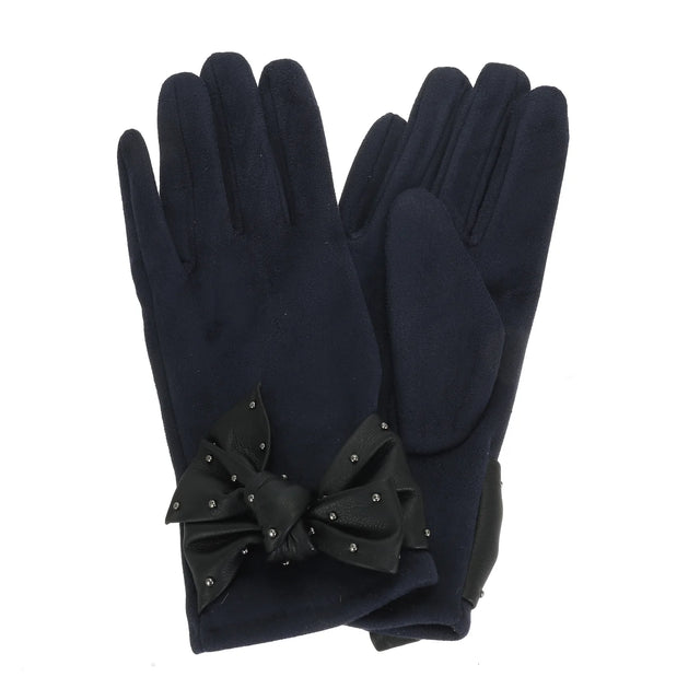 Bow Detail Gloves - Navy