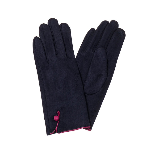 Button Detail Glove - Navy