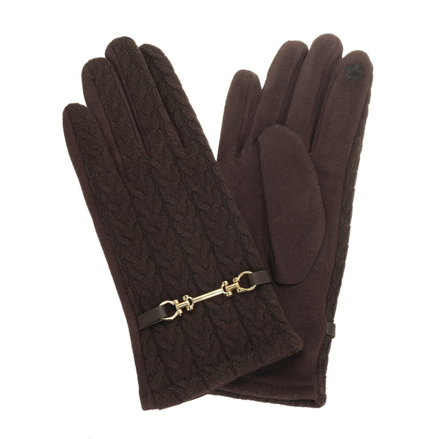 Knitted Horse Bit Detail Glove - Chocolate