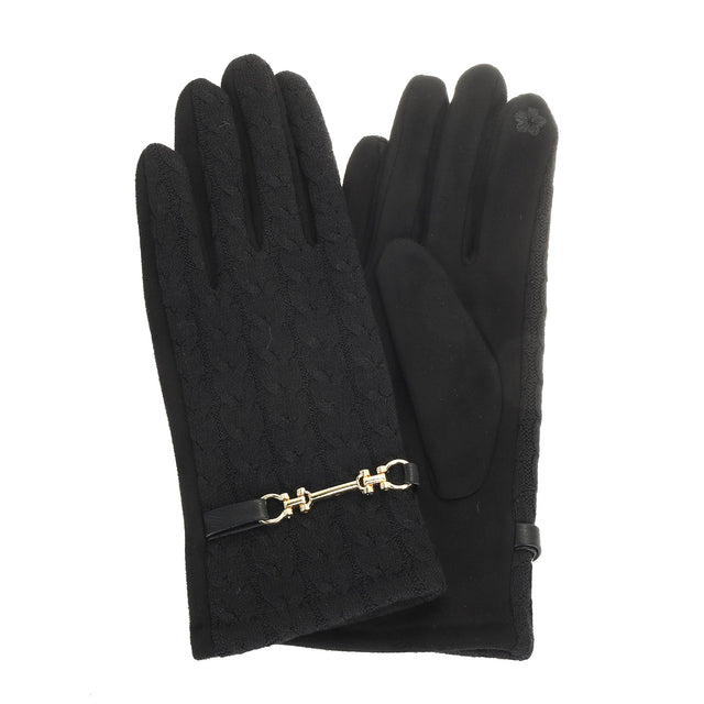 Knitted Horse Bit Detail Glove - Black