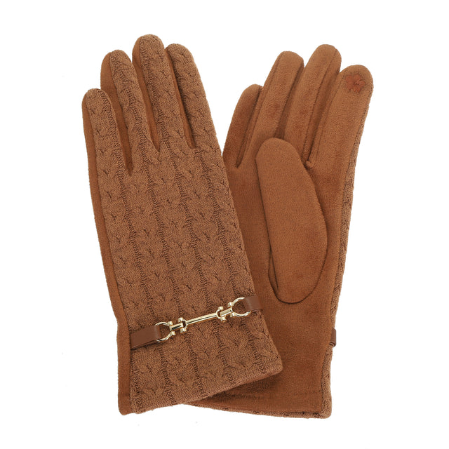 Knitted Horse Bit Detail Glove - Toffee