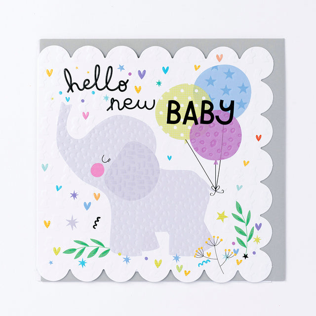 Hello New Baby Card - Elephant