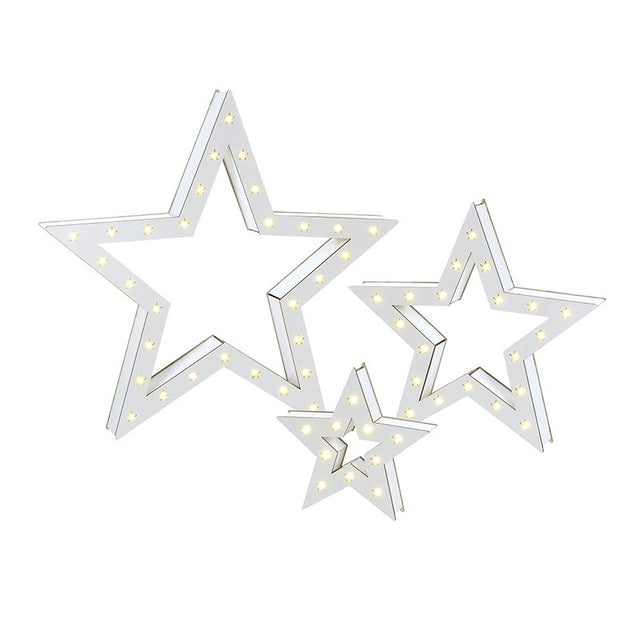 White Light Up Nested Star Set Large
