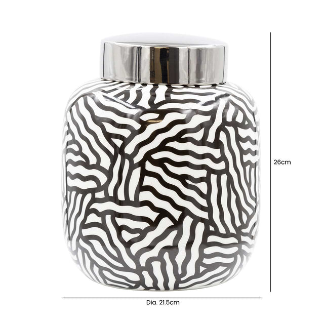 Black and White Ginger Jar 26cm