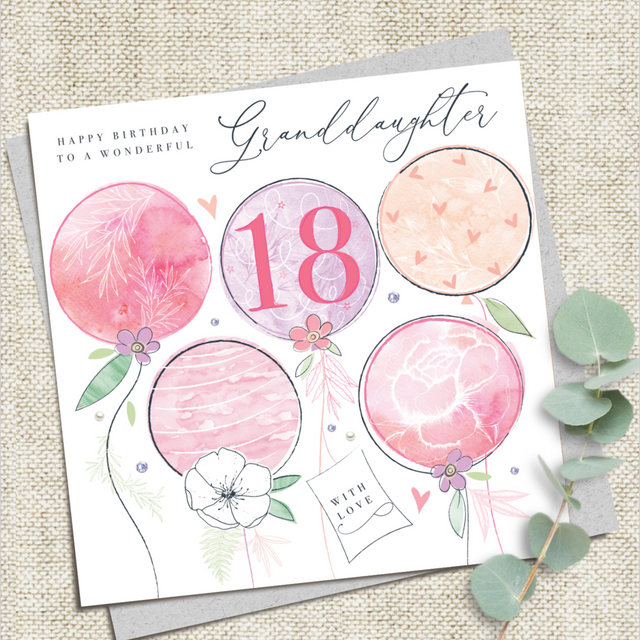 Granddaughter 18th Birthday Card - Balloons