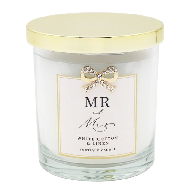 Mr & Mrs Candle - White Cotton & Linen