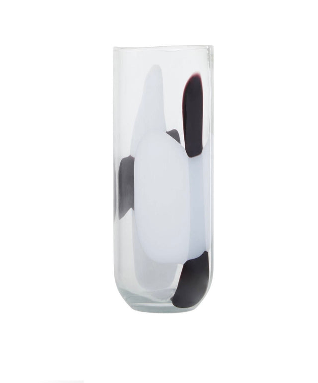 Large Tall Glass Vase with Abstract Pattern