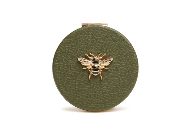 Alice Wheeler Round Compact Mirror - Olive