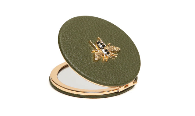 Alice Wheeler Round Compact Mirror - Olive