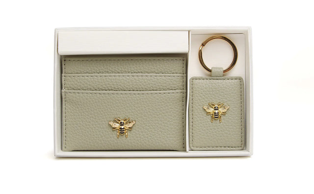 Alice Wheeler Pistachio Bow Card Holder & Key Ring Set