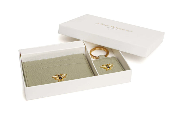 Alice Wheeler Pistachio Bow Card Holder & Key Ring Set
