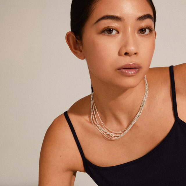 Pilgrim Lily chain necklace - silver plated