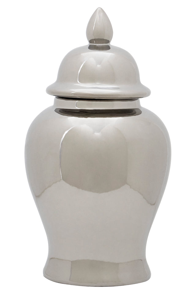 Silver Ceramic Jar Large