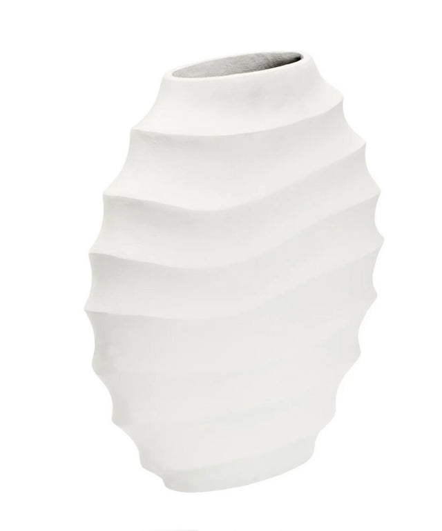 Ivory Rippled Vase - Small