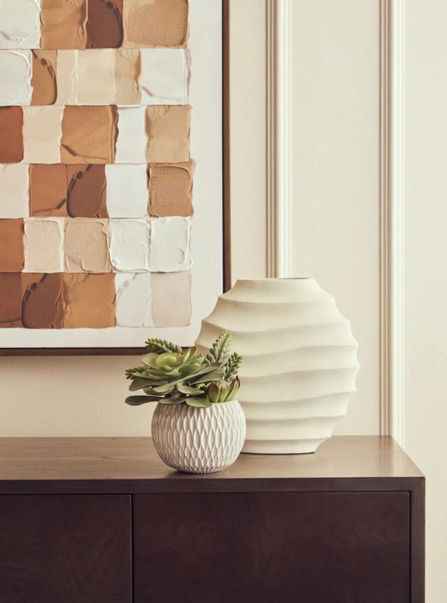 Ivory Rippled Vase - Small