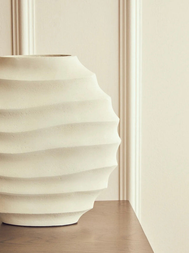 Ivory Rippled Vase - Small