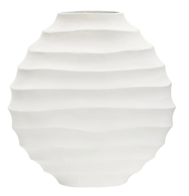Ivory Rippled Vase - Large