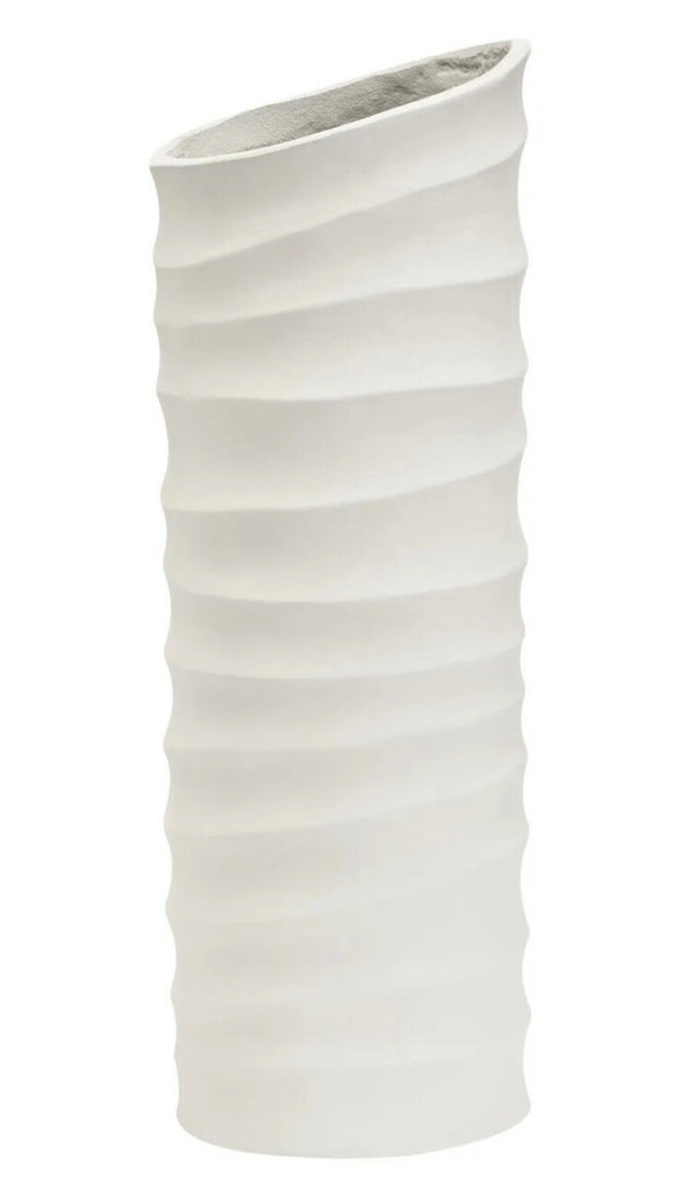 Ivory Rippled Slim Vase - Large