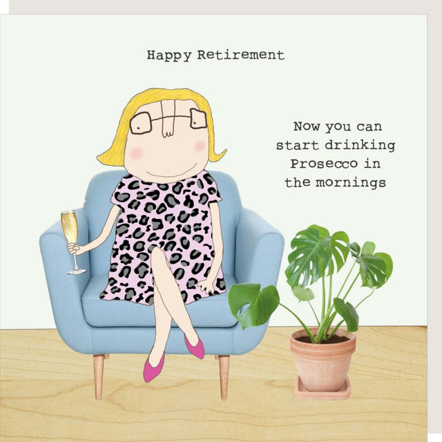 Female Prosecco Mornings Retirement Card