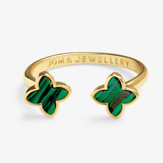Joma Green Clover Gold Plated Ring