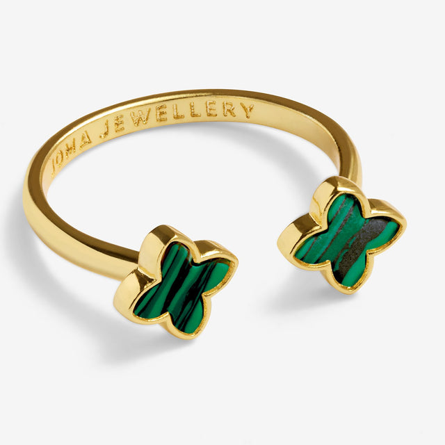 Joma Green Clover Gold Plated Ring
