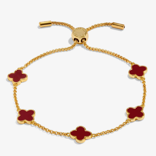 Joma Signature Clover Gold Plated Bracelet - Red