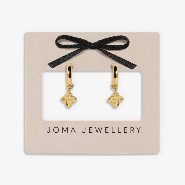 Joma Textured Clover Gold Plated Hoop Earrings