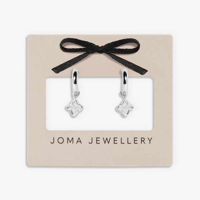 Joma Textured Clover Silver Plated Hoop Earrings