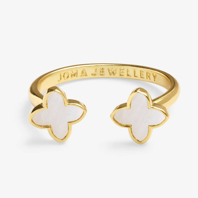 Joma Signature White Clover Gold Plated Ring