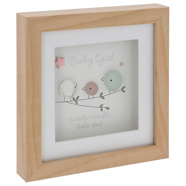 Mini Pebble Glass Square Plaque "Baby Girl"
