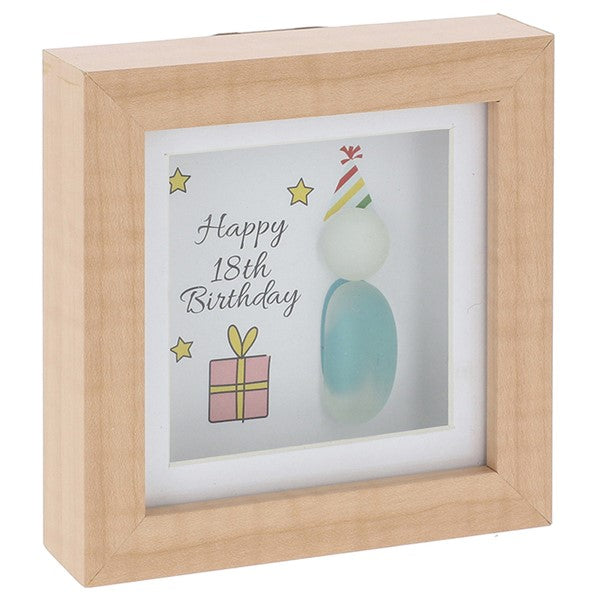 Mini Pebble Glass Square Plaque 18th Birthday