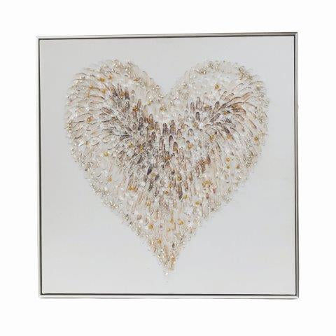 Heart Crystal Silver & Gold Wall Art Picture