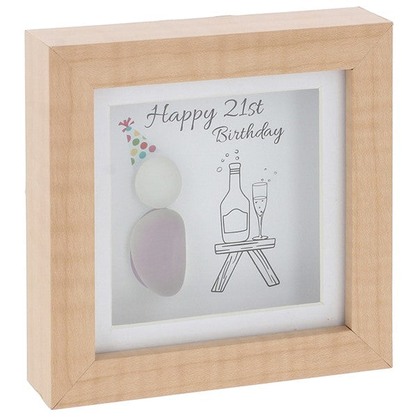 Mini Pebble Glass Square Plaque 21st Birthday