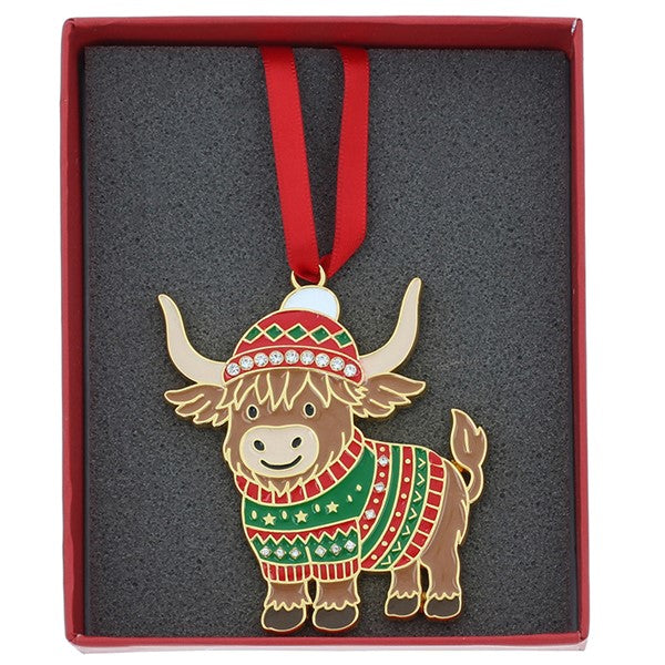 Xmas Treasures Cute Highland Coo Decoration