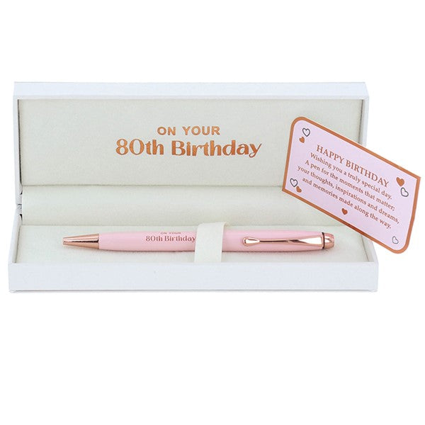 Ladies Pink 80th Birthday Pen