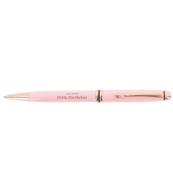 Ladies Pink 80th Birthday Pen