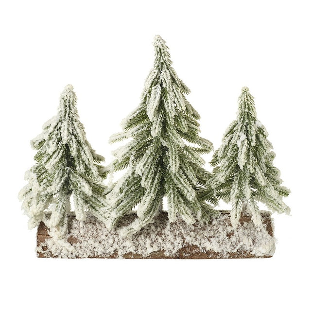 Three Snowy Trees On Log