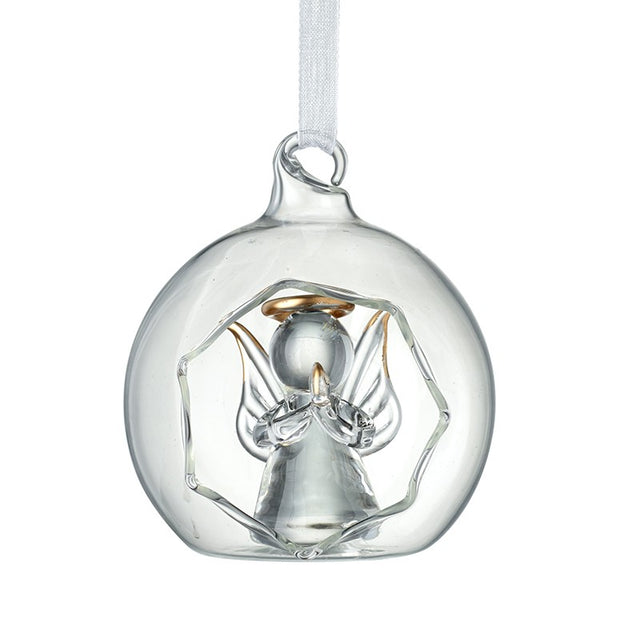 Glass Angel Hexagonal Cut Out Bauble