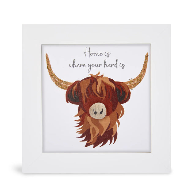 Mini Pebble Picture - Highland Cow - Home is where your herd is