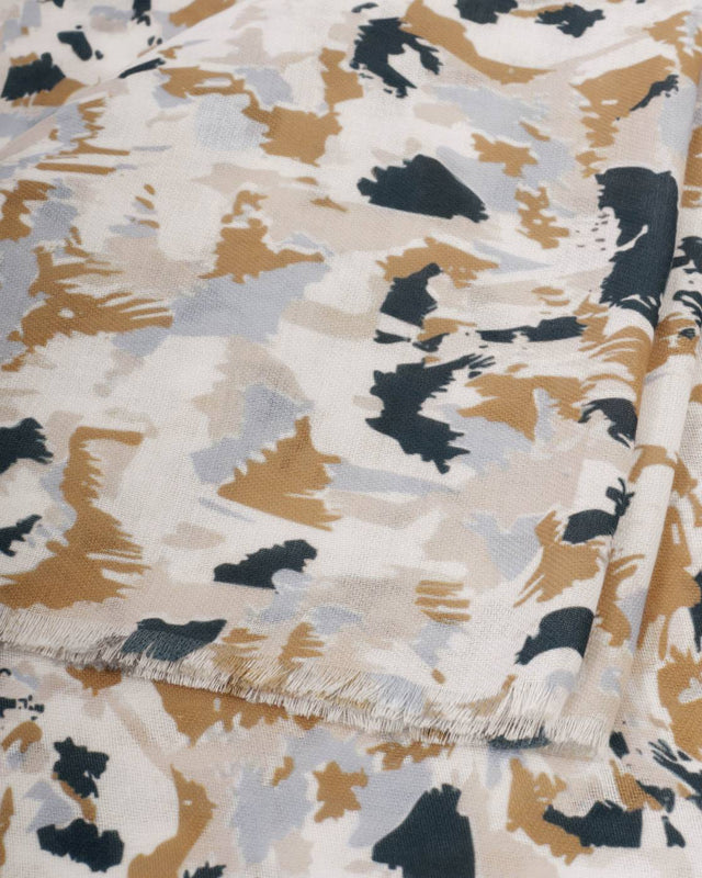Katie Loxton Printed Scarf - Terazzo - White/Camel/Navy
