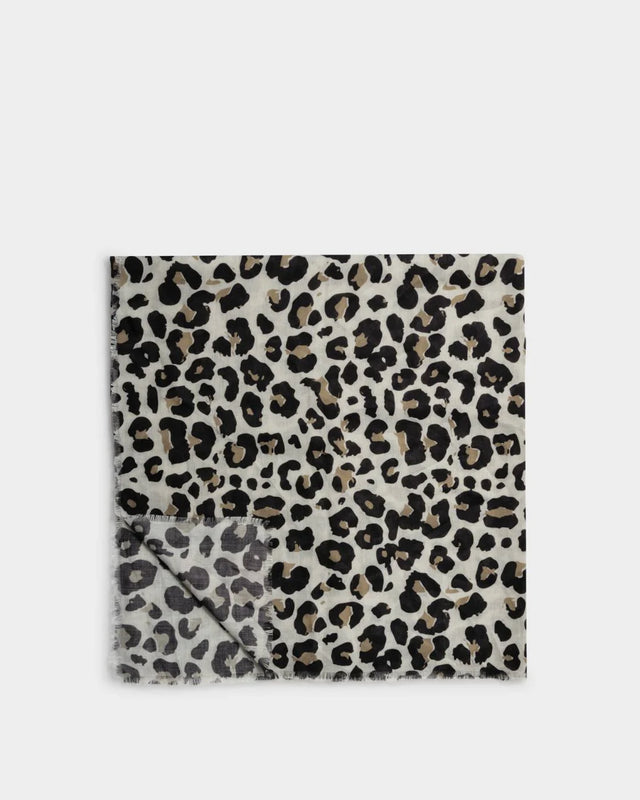 Katie Loxton Printed Scarf - Leopard - Off White/Black