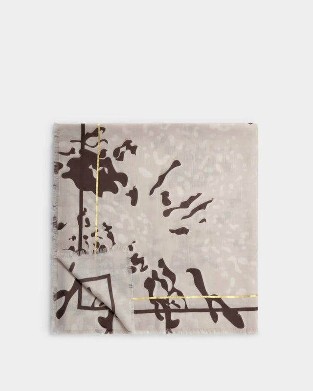 Katie Loxton Printed Foil Scarf - Animal - Light Taupe/Off White